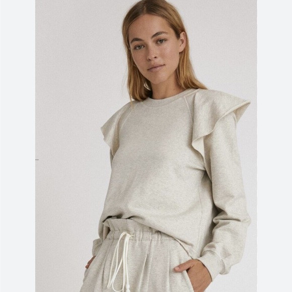 Something Navy Sweaters - Something Navy Crop Sweater Crewneck Ruffle Shoulder Medium Revolve